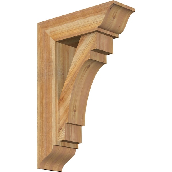 Ekena Millwork Merced Traditional Rough Sawn Bracket w/ Offset Brace, Western Red Cedar, 8"W x 24"D x 36"H BKT0806X24X36MRC01RWR - main